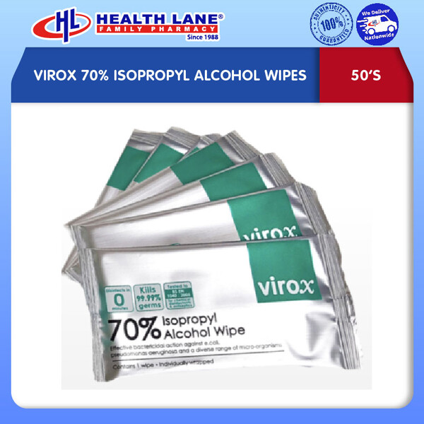 VIROX 70% ISOPROPYL ALCOHOL TISSUE LEMBAP 50'S